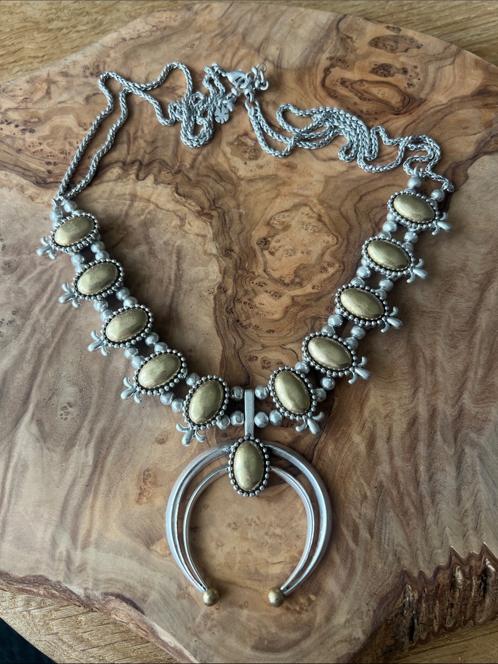 Lucky Brand Silver and Gold-Tone Southwestern Statement Necklace